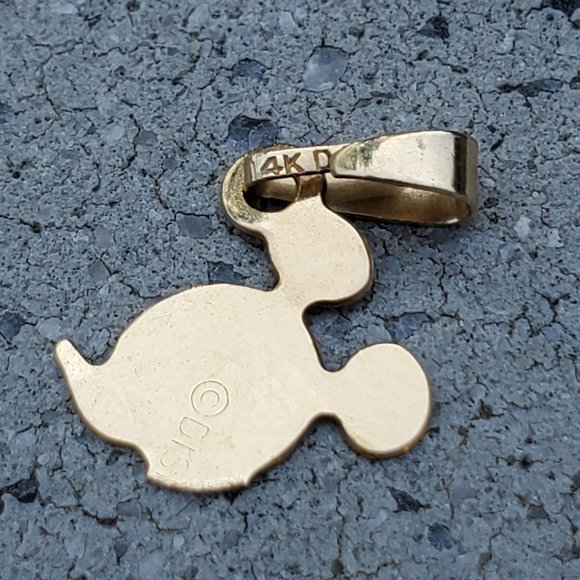 *SOLD* 14K Yellow Gold Mickey Mouse Head Etched Charm Pendant - Picture 5 of 7